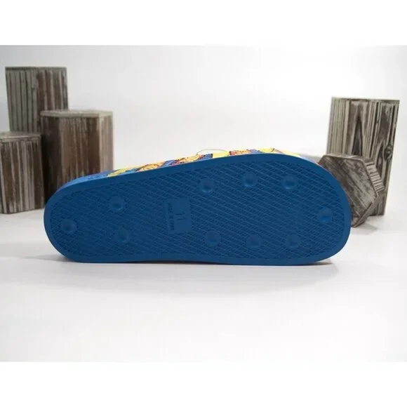 Adidas x Hot Wheels Blue Yellow Logo Monogram Pool Slides Shoes Mens 11 NIB - Picture 5 of 12